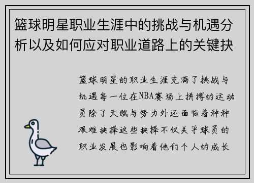 篮球明星职业生涯中的挑战与机遇分析以及如何应对职业道路上的关键抉择 篮球明星职业生涯中的挑战与机遇分析以及如何应对职业道路上的关键抉择
